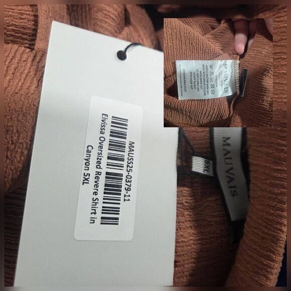 Mauvais Elvissa Relaxed Fit Textured Short Sleeved Shirt in Canyon Sz 5XL - Picture 8 of 8